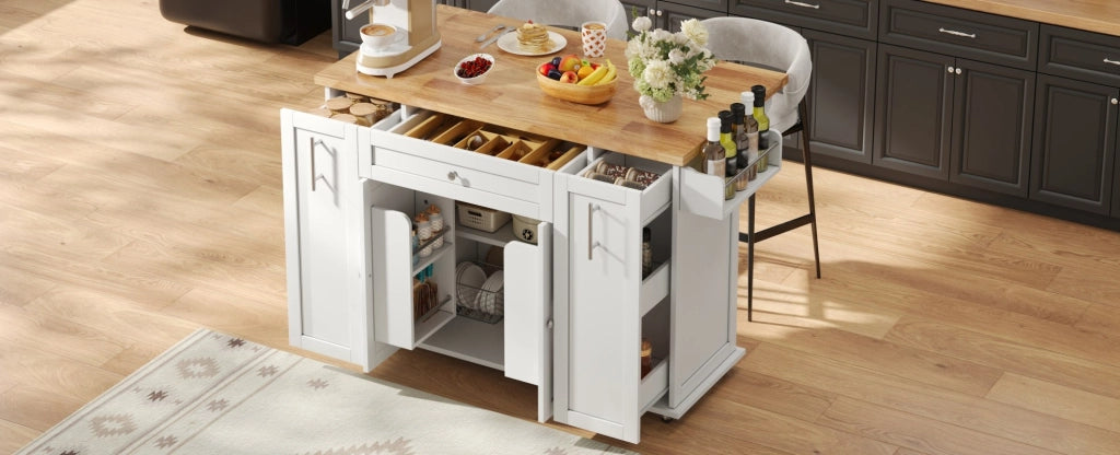 Isola cucina mobile con piano pieghevole 120x45(70)x87 cm