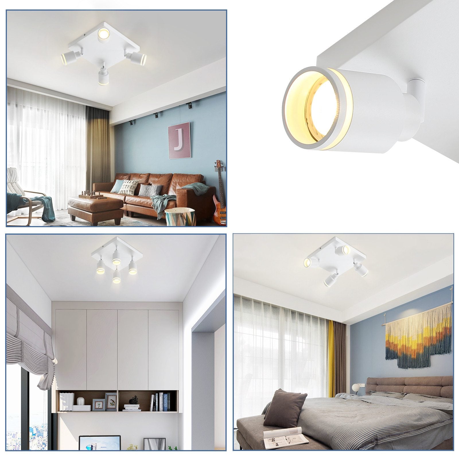 ZMH Faretto da soffitto 4 fiamme giratori per cucina ufficio camera letto