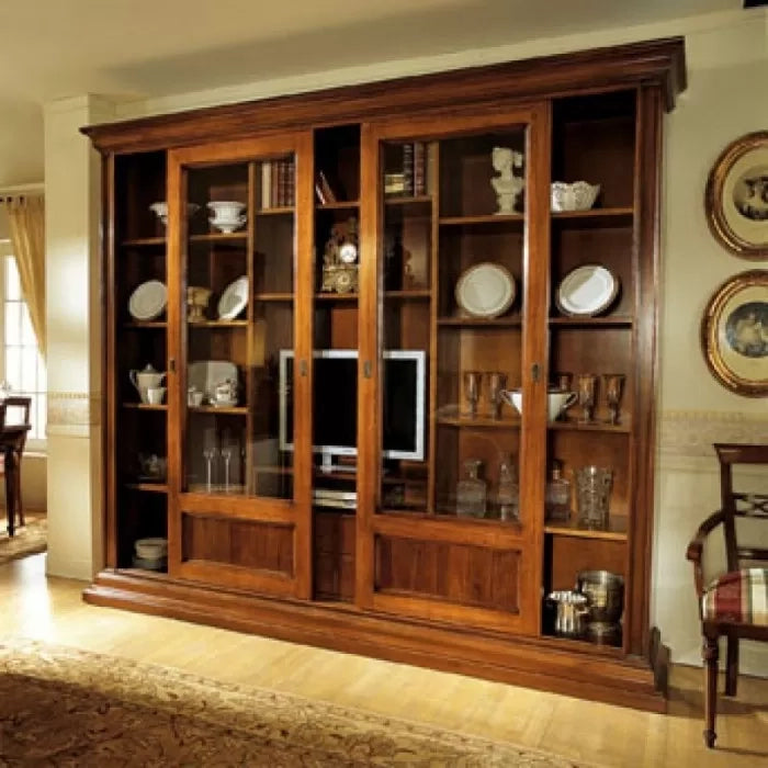 Libreria studio classico in legno tinta noce - Mobili 2G