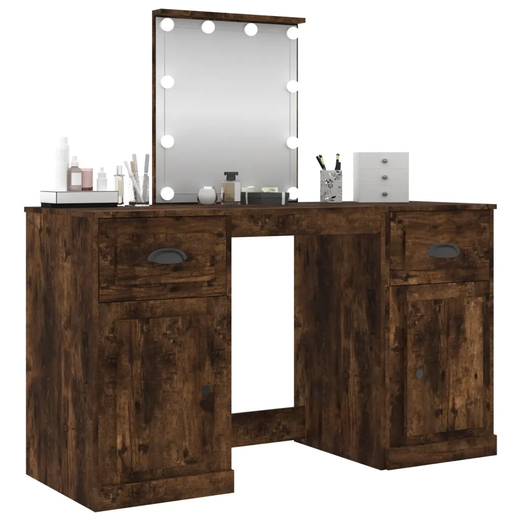 Toeletta con LED Rovere Fumo 130x50x132,5 cm 3185348
