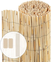 Schermo a Rete Naturale 90 x 600 cm Schermo di Privata su Rulli con Viti di Montaggio per Giardino Terrazza Balcone