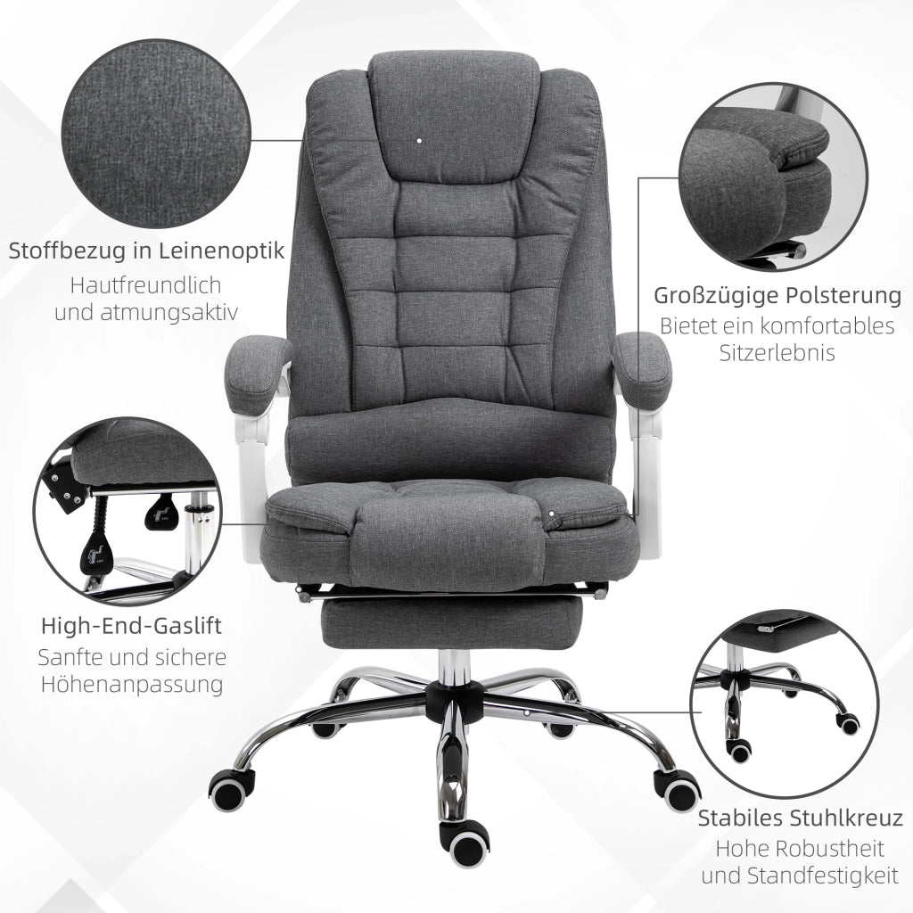 SEDIA UFFICIO Altezza regolabile 110-118 cm Grigio in ferro con poggiapiedi