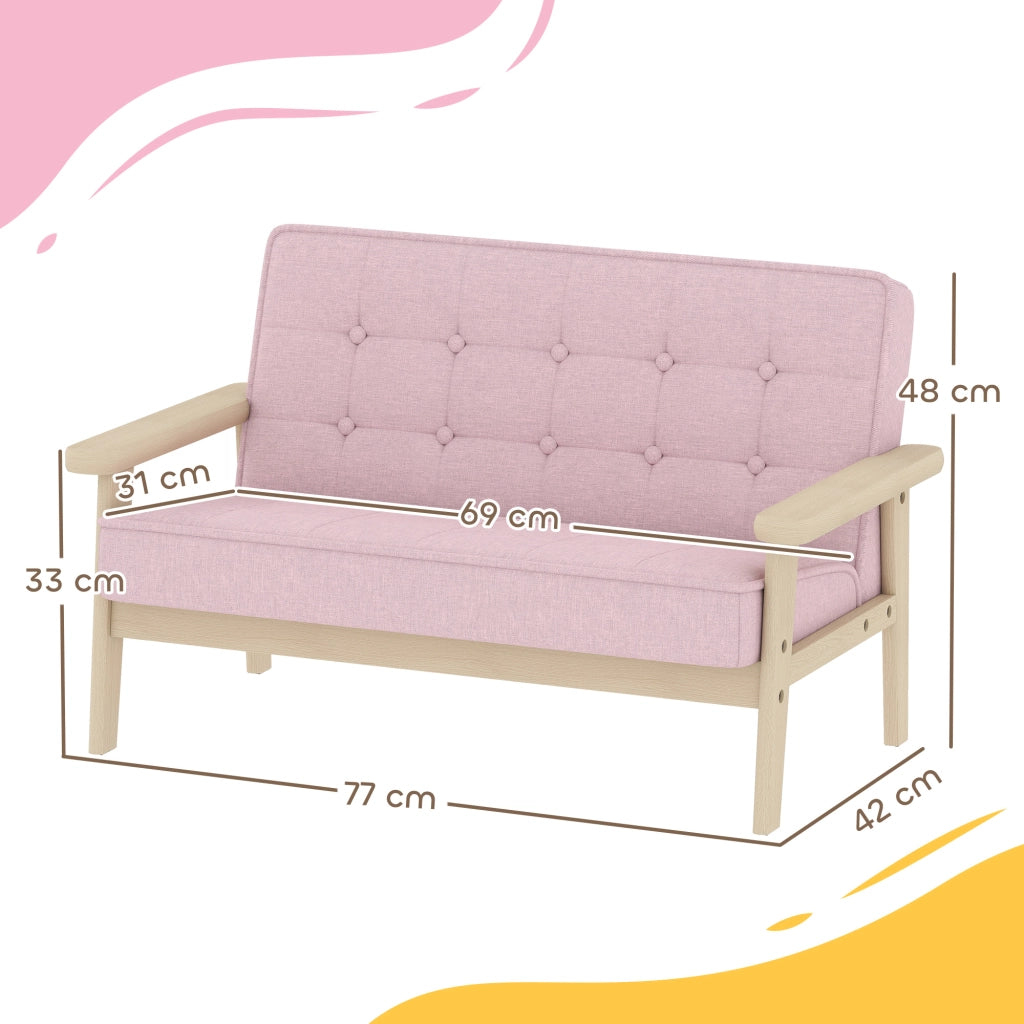 Poltrona/divano per bambini con struttura in legno, effetto velluto, imbottito, per bambini dai 3 ai 15 anni, rosa