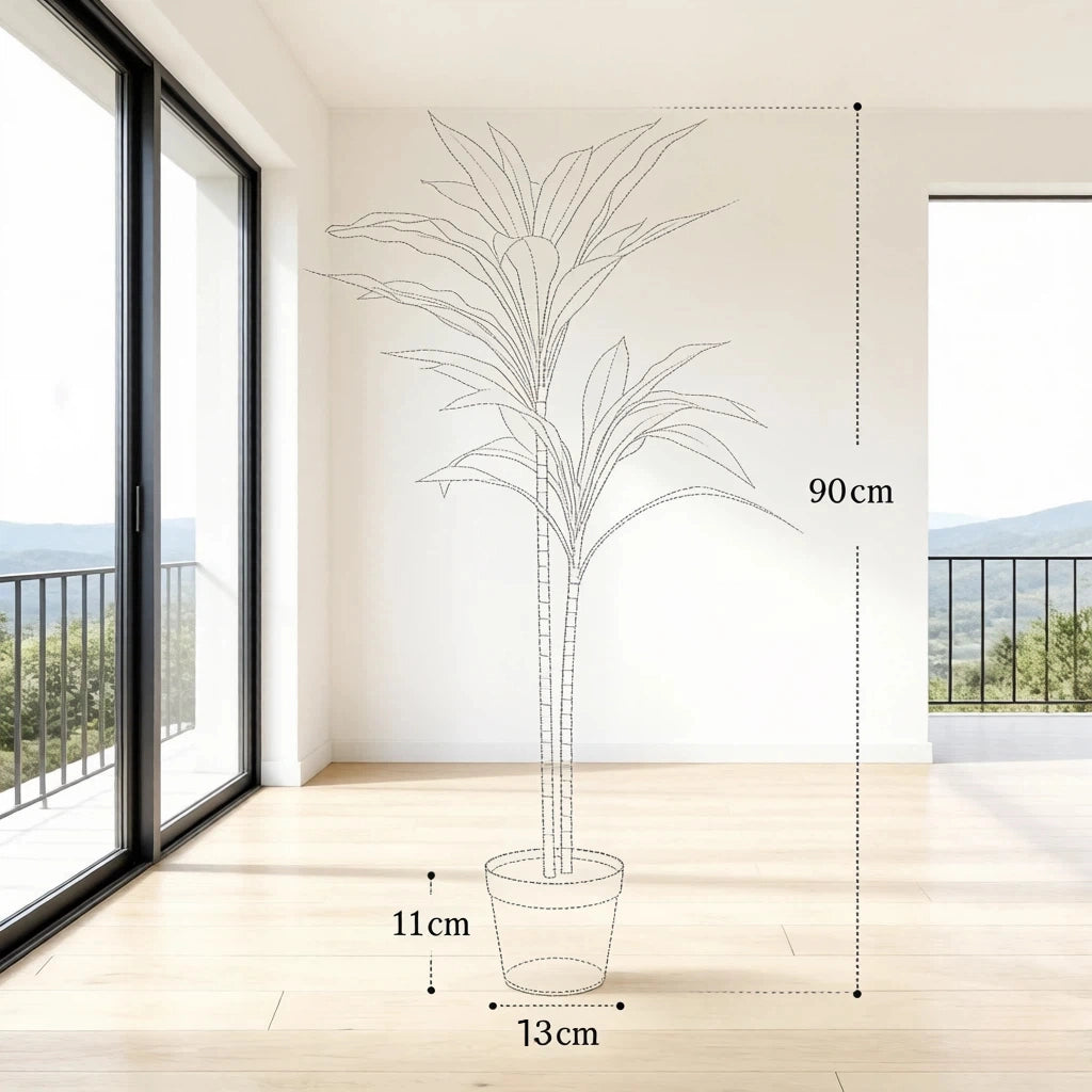 Albero artificiale in vaso, alto 90 cm, con 29 foglie realistiche, pianta artificiale in PEVA, per uso interno ed esterno.
