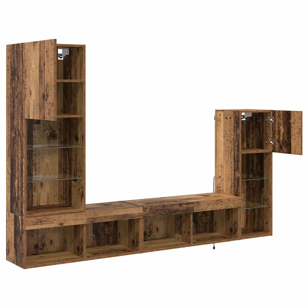 Unit¨¤ per TV a Muro 4 pz | Armadietto TV | Mobile Porta TV Legno vecchio Legno multistrato