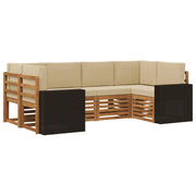 Set divano sezionale 6 pcs Naturale e Beige Poliestere