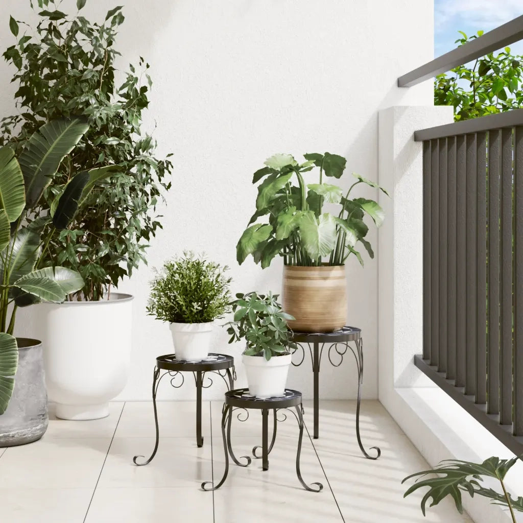 Supporti per piante | Sostegno per piante 3 pz Nero e Bianco in Ceramica