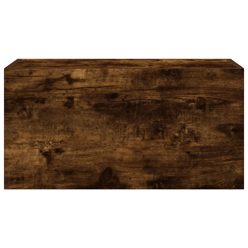 Mobiletto da bagno multifunzionale a parete 60 x 25 x 30 cm design pratico in legno composito effetto rovere affumicato 02_0051255