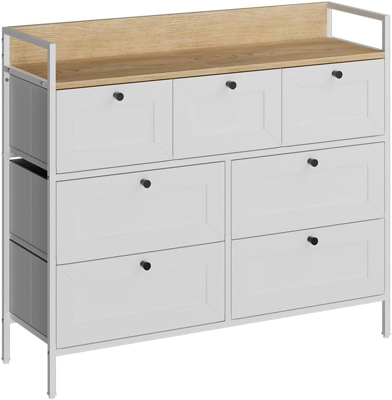 Cassettiera Belaro, Nero, 98 x 85 cm con 7 cassetti, per riporre abiti e oggetti di uso quotidiano