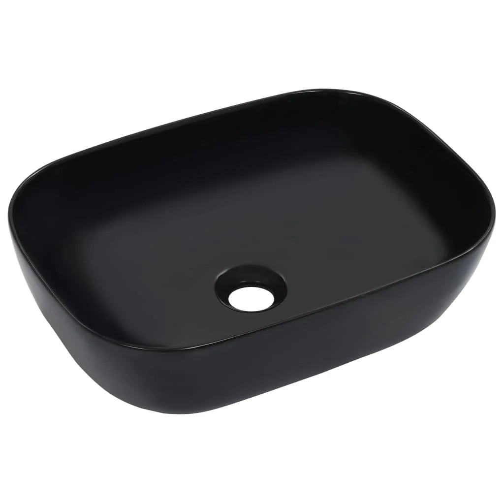 Lavabo da appoggio per l'interno del bagno bagno di servizio cabina WC 45,5 x 32 cm ceramica nera 02_0002625
