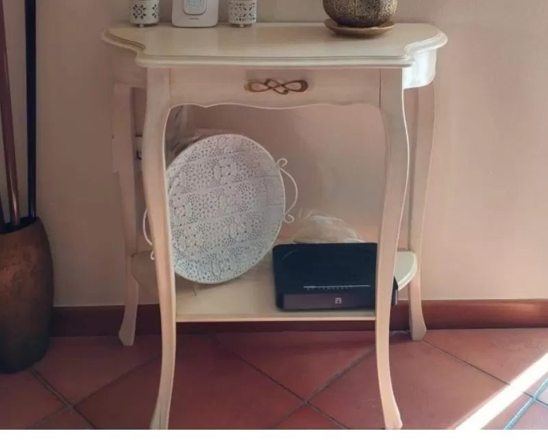 Consolle 1 cassetto shabby legno avorio anticato 75x35x75 - Mobili 2G