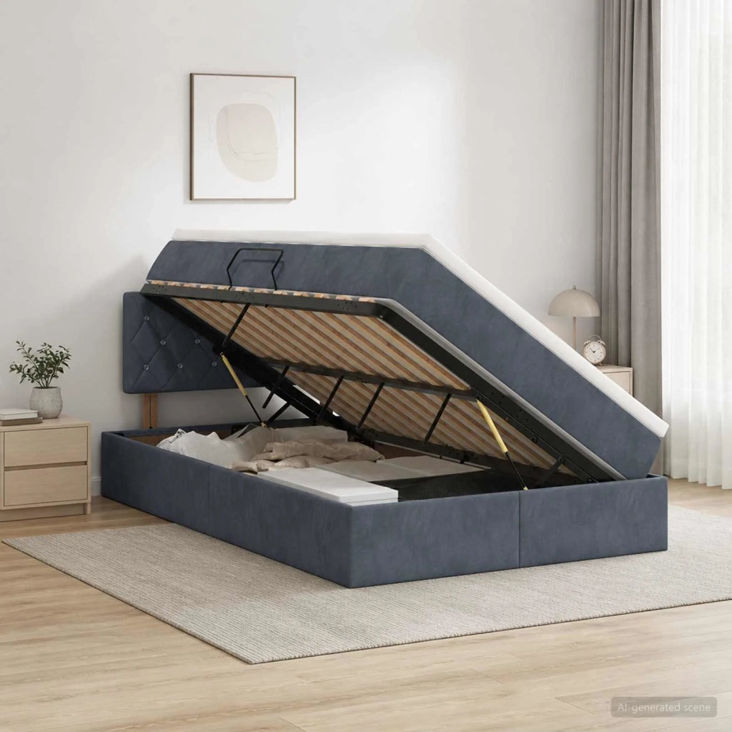 Letto con Contenitore Grigio Scuro 120 x 200 cm Velluto 3458740