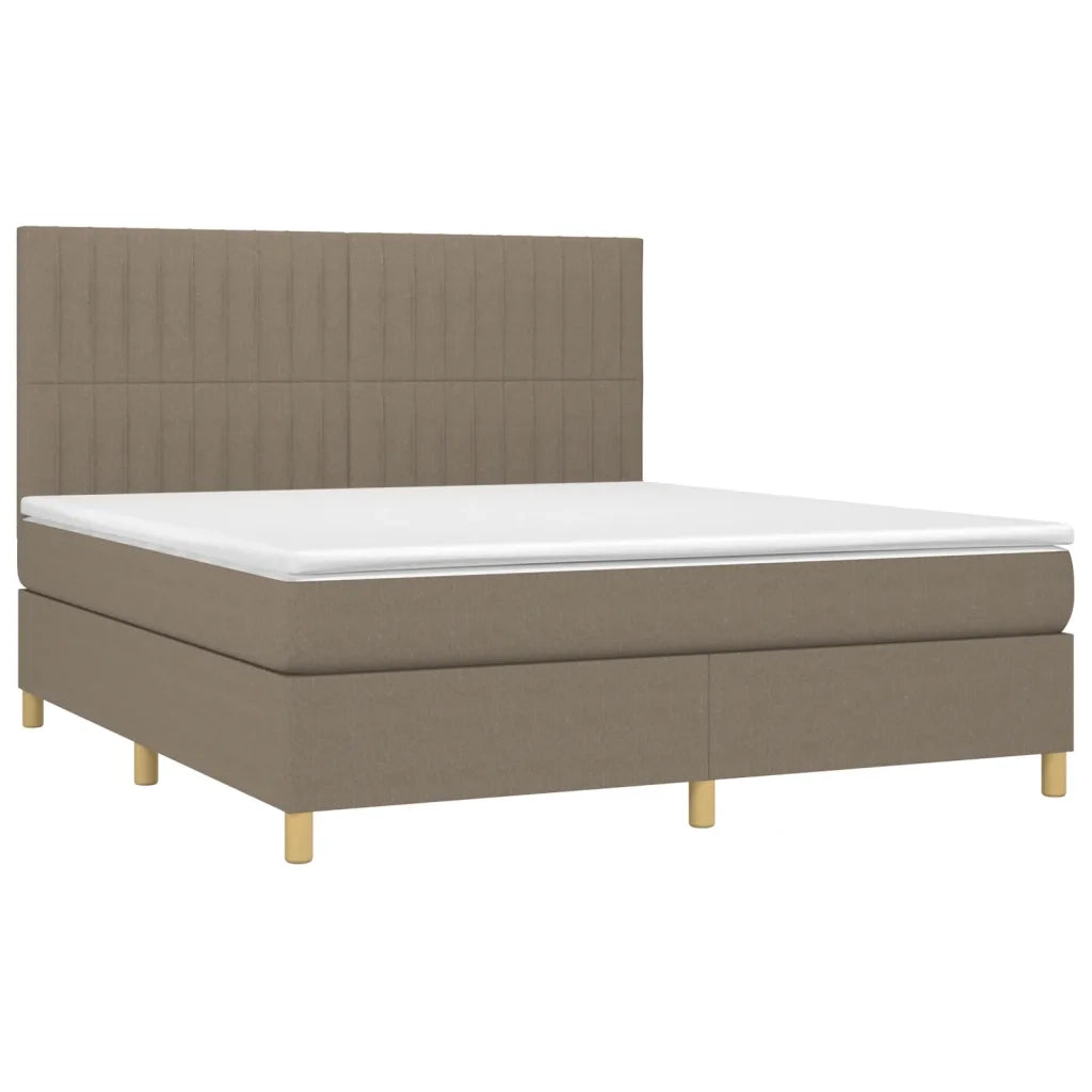 Letto a Molle con Materasso e LED Tortora 180x200 cm in Tessuto