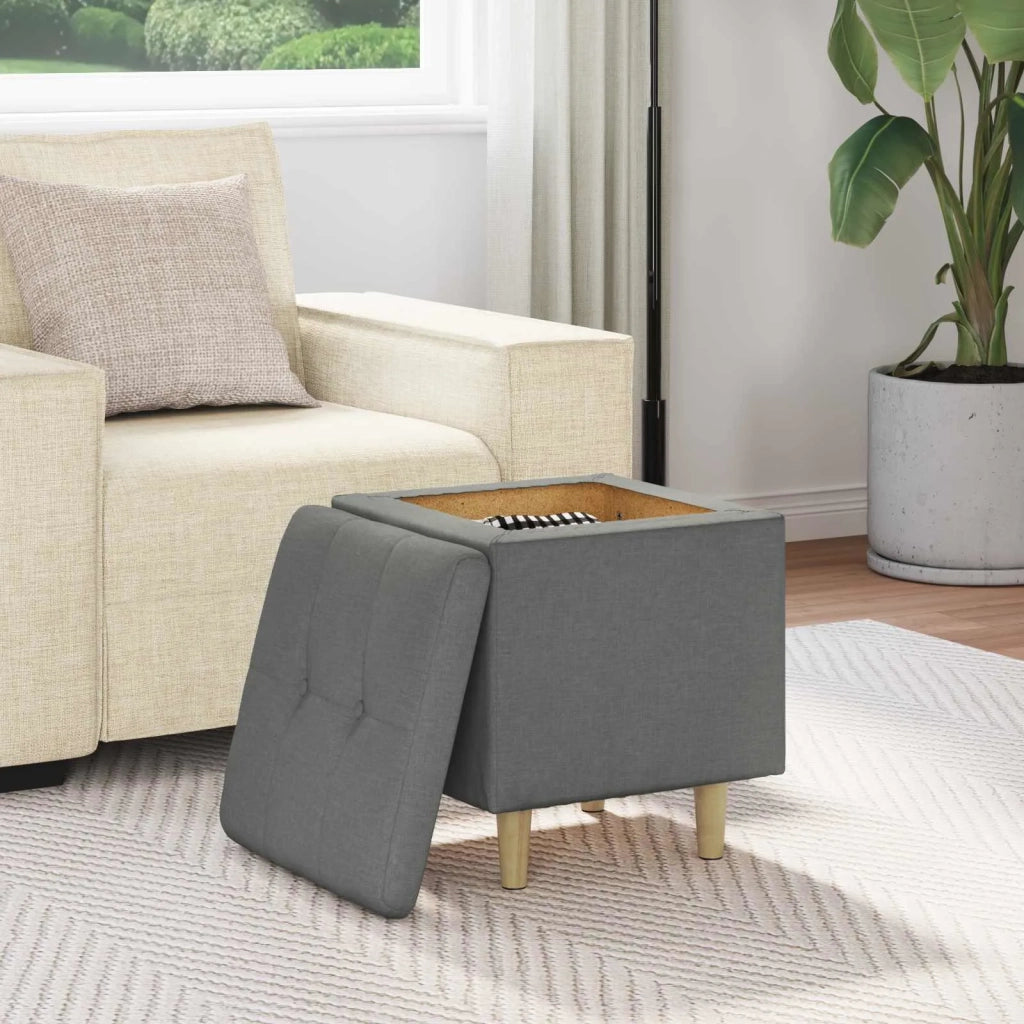 Pouf contenitore Grigio scuro 40 x 40 x 45 cm Tessuto