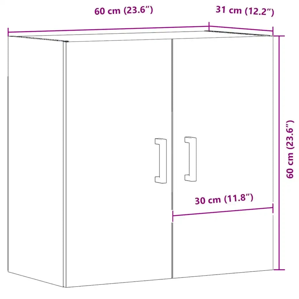 Armadietto a Muro | Mobile a Parete Rovere Artigianale 60x31x60 cm in Truciolato