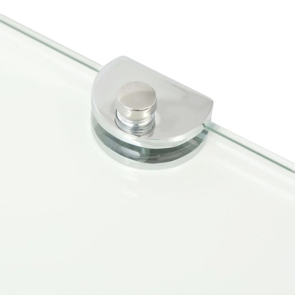Mensola angolare per mobile + staffe cromate vetro trasparente 25 x 25 cm 2702217/3