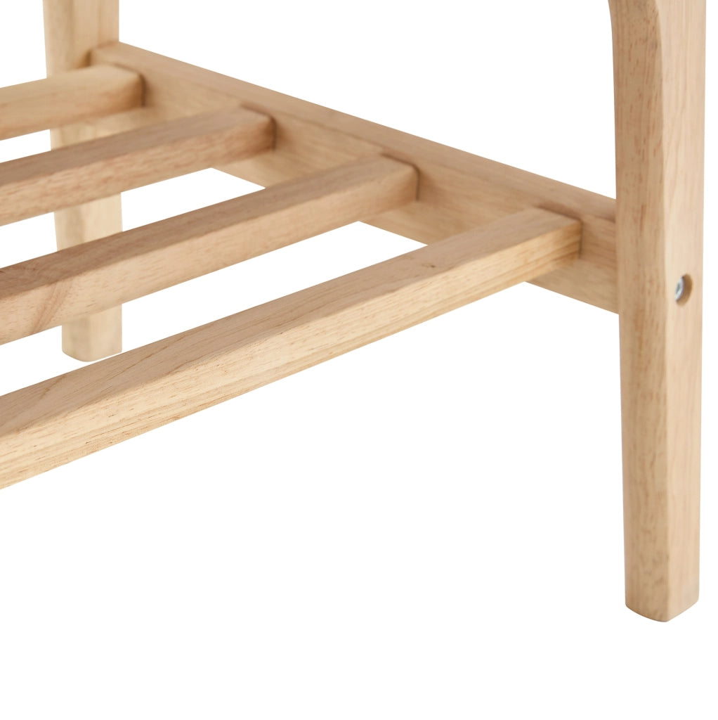 Tavolino da caffè con piano realizzato con formatura sottovuoto; doppio ripiano; legno naturale