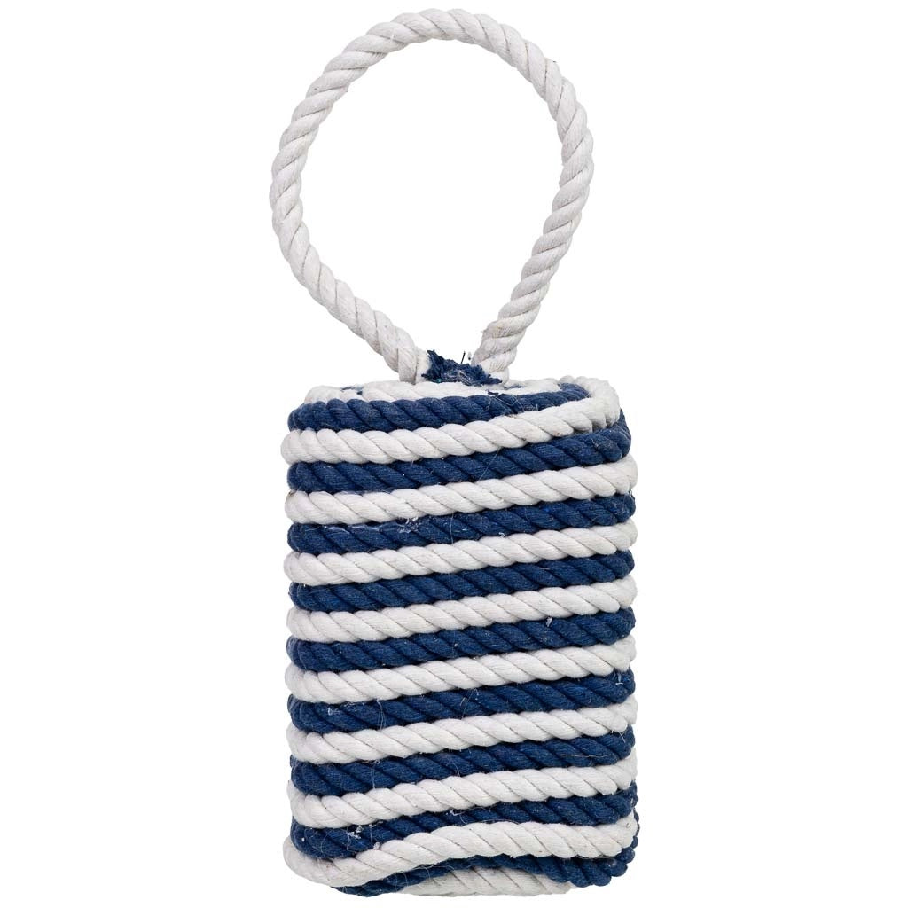 Fermaporta in cotone con motivo nautico blu, 12x12x27h cm