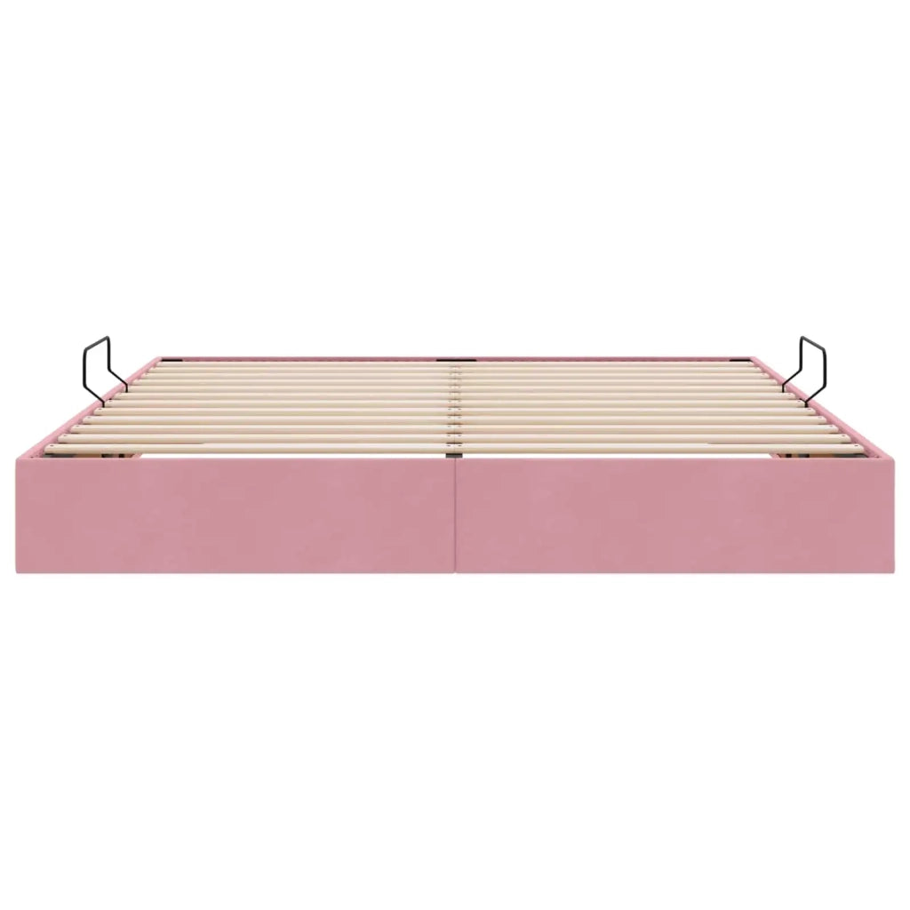 Letto ottomano con archiviazione Rosa 160 x 200 cm Velluto 3442897