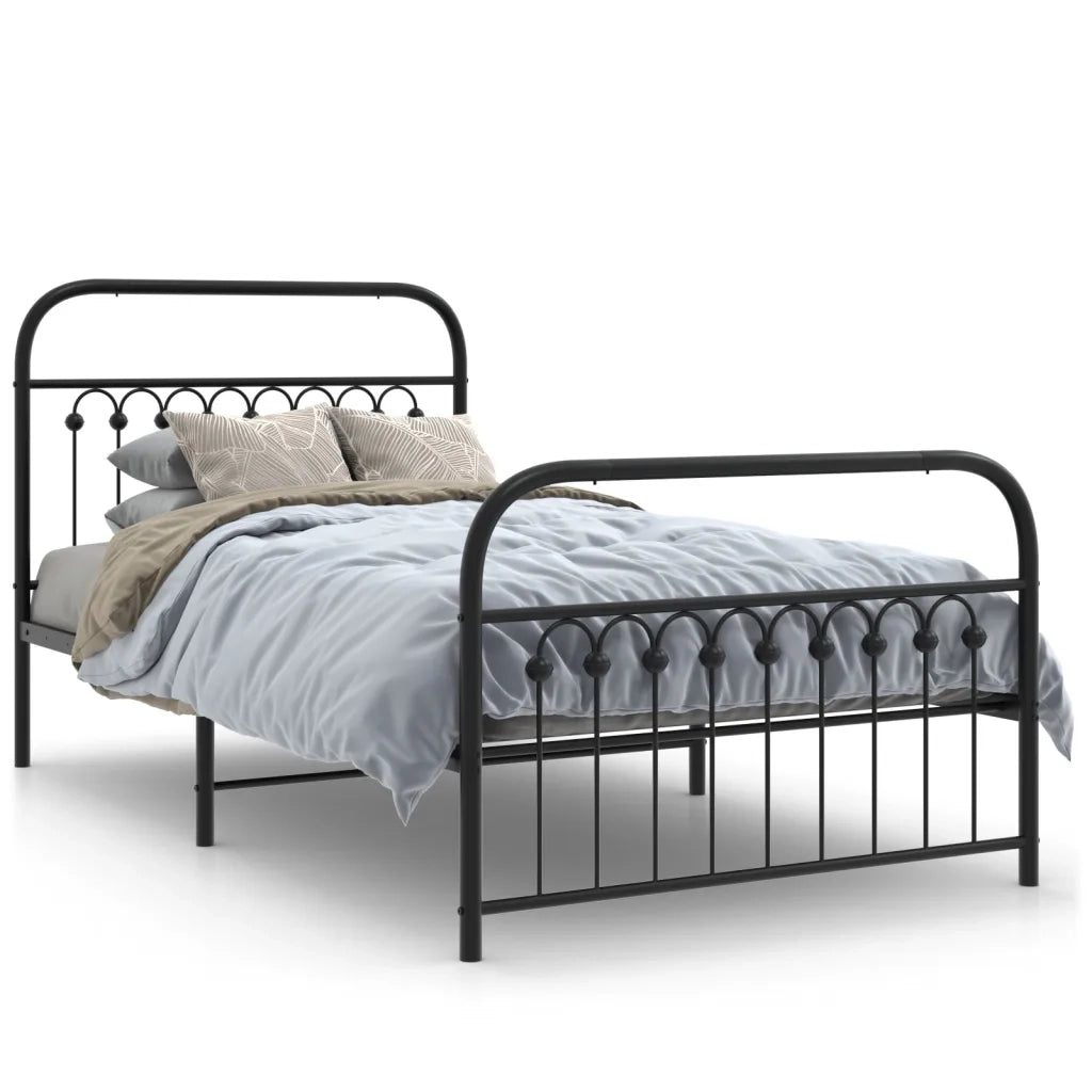 vidaXL Giroletto con Testiera e Pediera Metallo Nero 100x190 cm