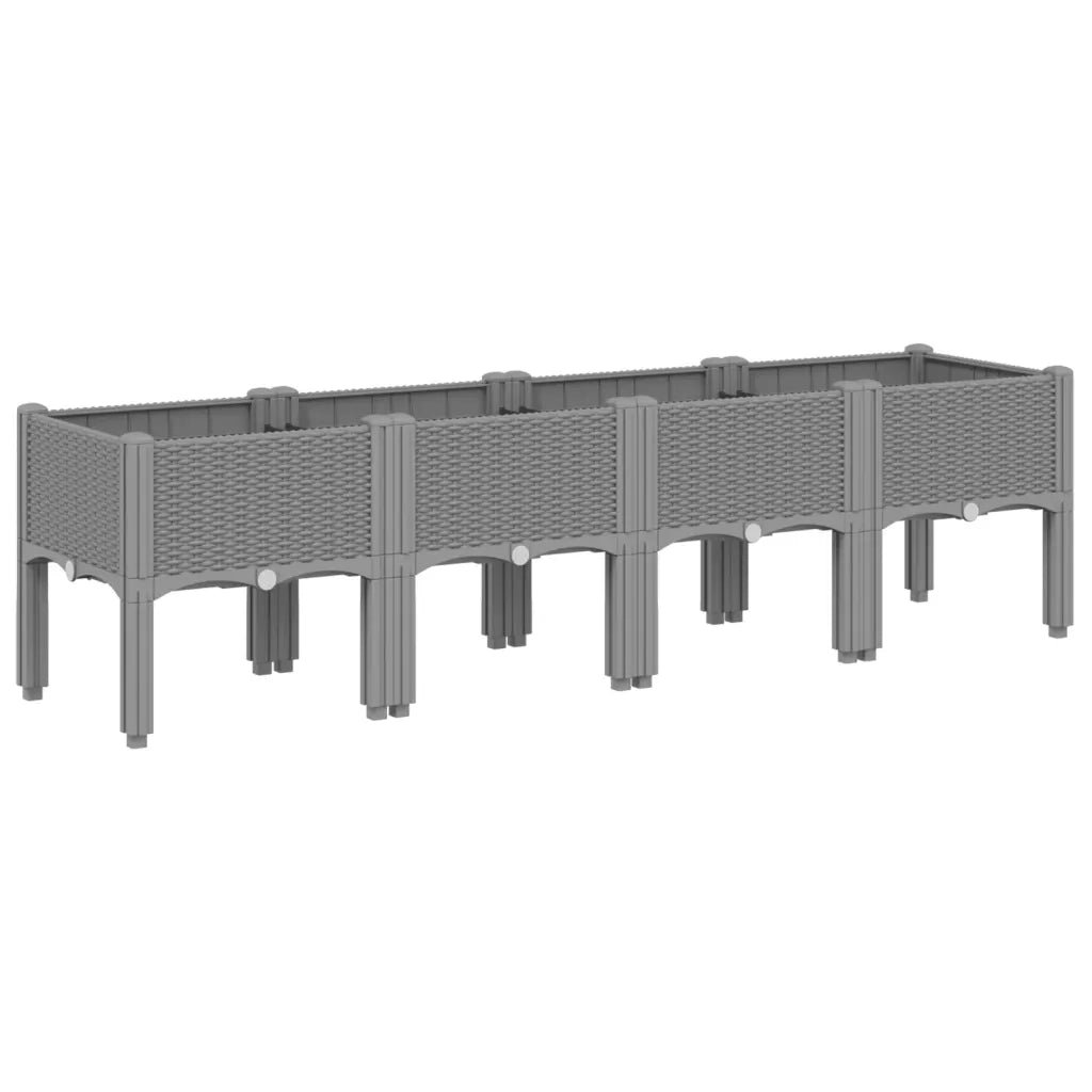 Fioriera | Cassetta per fiori | Vaso da Giardino con Gambe Grigio Chiaro 160x40x42 cm in PP
