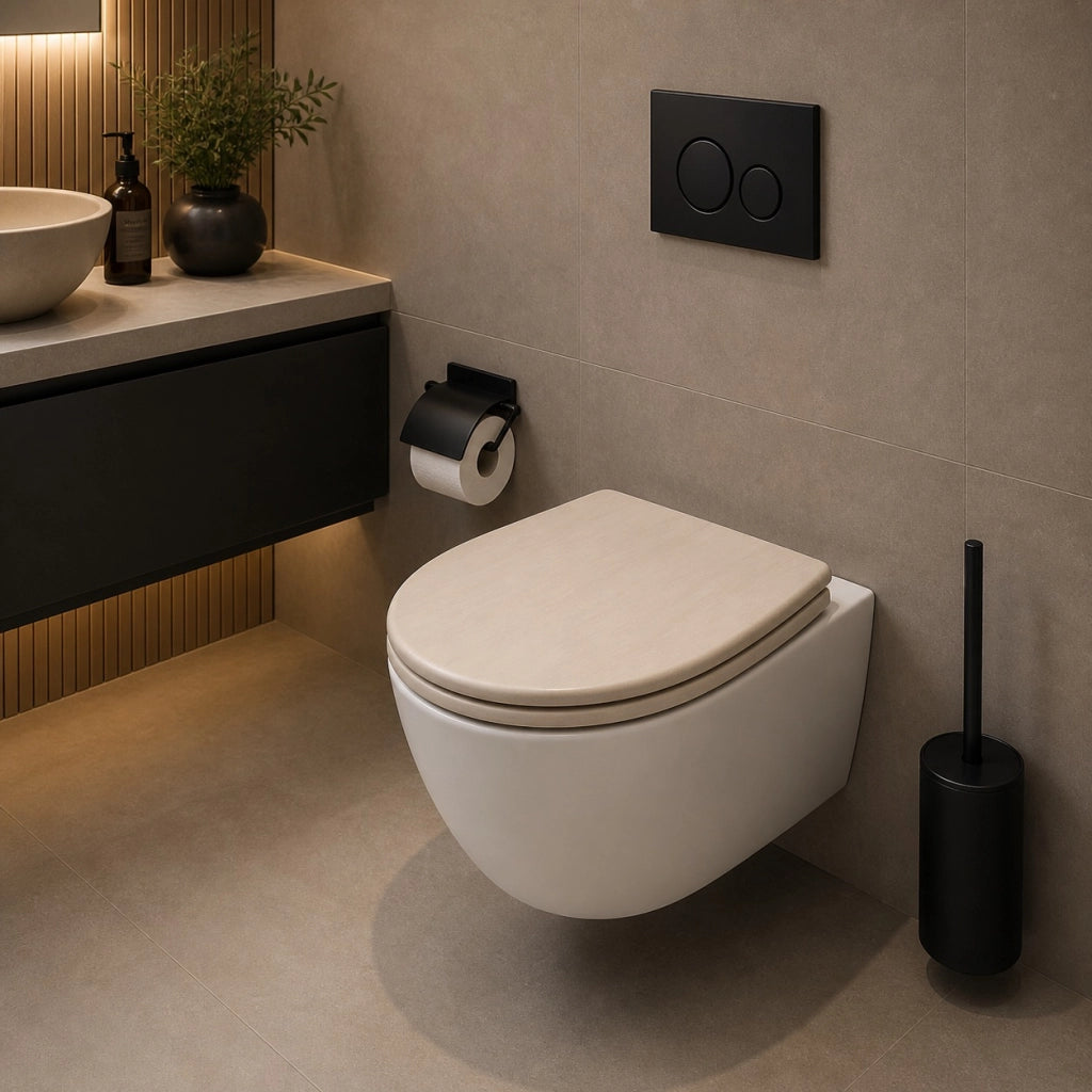 Sedile Copriwater Universale MDF Rovere Chiaro Effetto Legno 94105