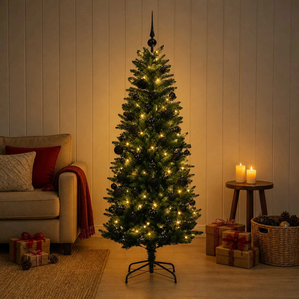 Albero di Natale Artificiale con Palline 150 cm 150 LED 3465636