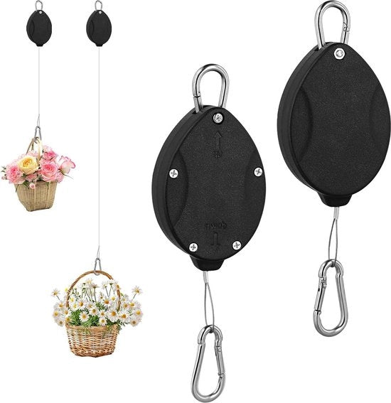 Supporto per piante con chiodo a molla regolabile - Sostegno per piante in acciaio inox con chiodo a molla - 2 pezzi - Regolabile in alto e in basso - Nero