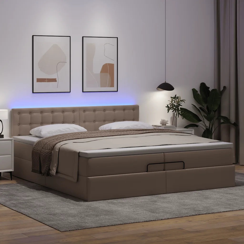 Struttura Letto Pouf con Materasso 200x200cm Similpelle 3312176