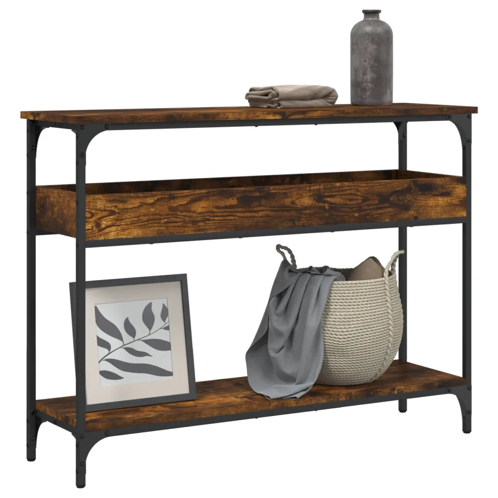 Tavolo Consolle | Tavolo d'Ingresso Ripiano Rovere Fumo 100x29x75 Legno Multistrato