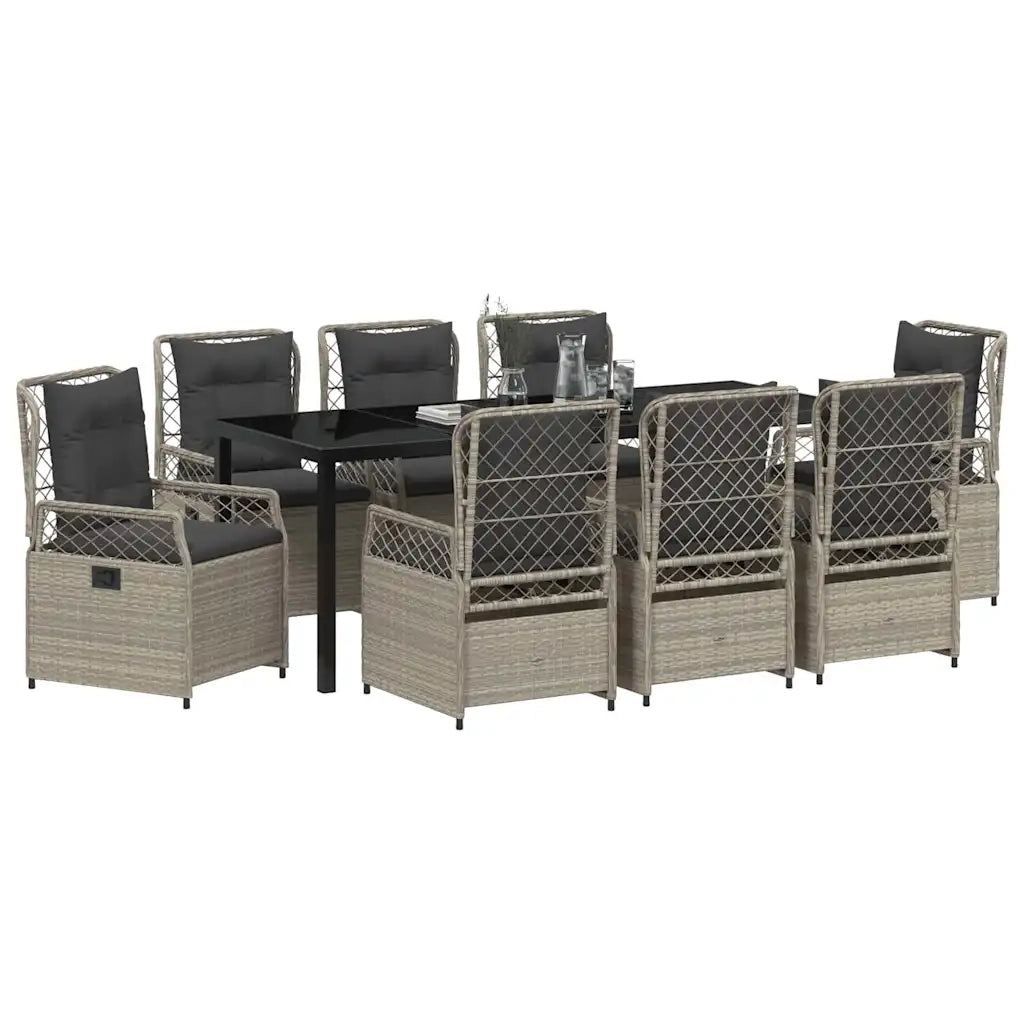 Set da Pranzo per Giardino 9 pcs Grigio chiaro polyrattan 3381022