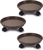 Pallet Caddy per Piante - 3 Pack - Mover per Vasi di Fiori con Ruote Universali - Colore Caffè