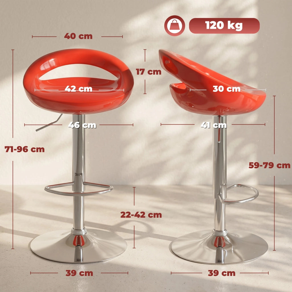 Sgabelli da Bar Girevoli Set 2 ¨C zephmum ¨C Altezza Regolabile Seduta in ABS Base in Acciaio Rosso