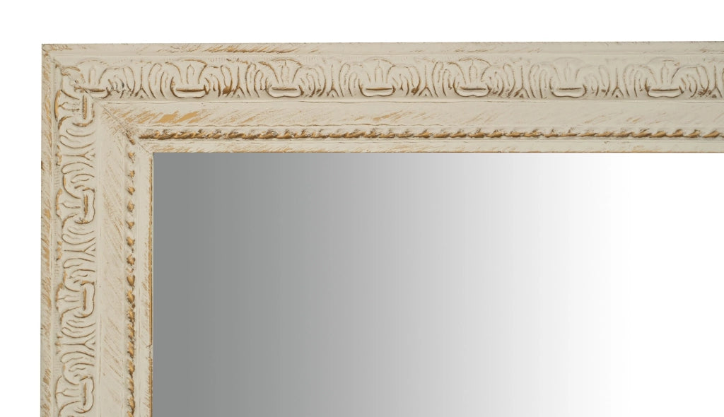 Biscottini Specchio Specchiera da parete e appendere verticale/orizzontale L72xPR3xH180 cm finitura bianco anticato