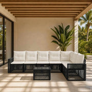 Set Divano da Giardino 8 pcs Nero e Bianco Crema polyrattan 3435136