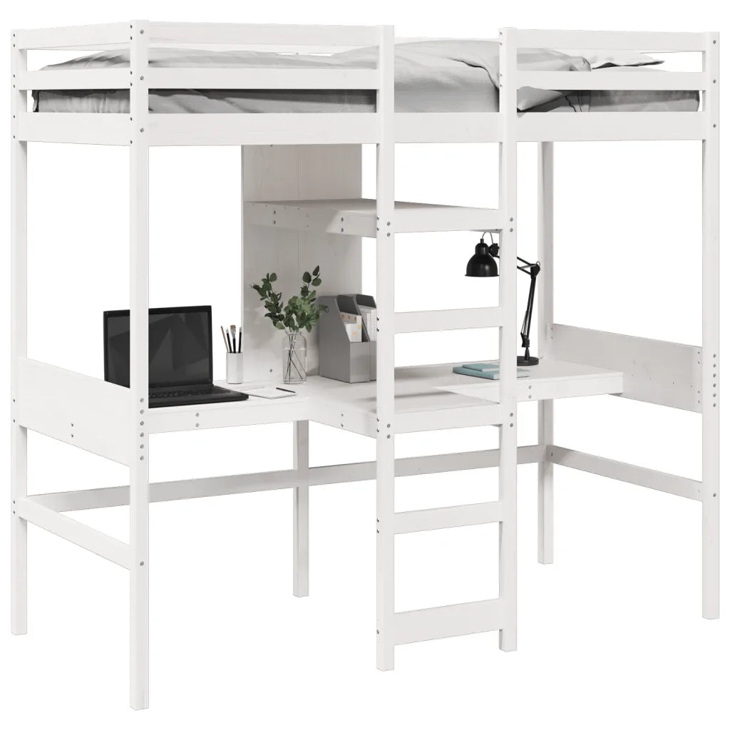 Giroletto Soppalco senza Materasso Bianco 90x190cm Legno Pino
