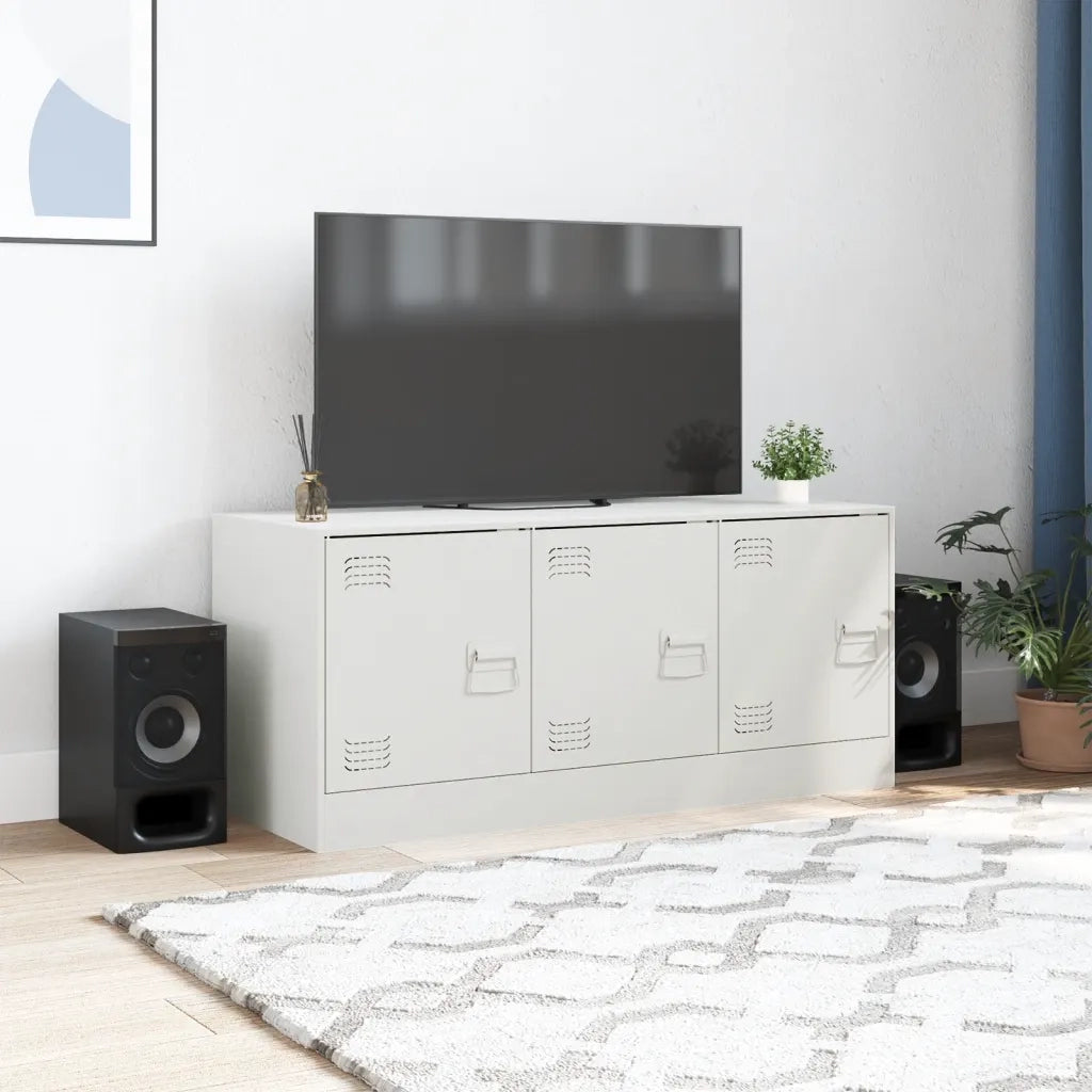 Mobile Porta TV Bianco 99x39x44 cm in Acciaio 841648