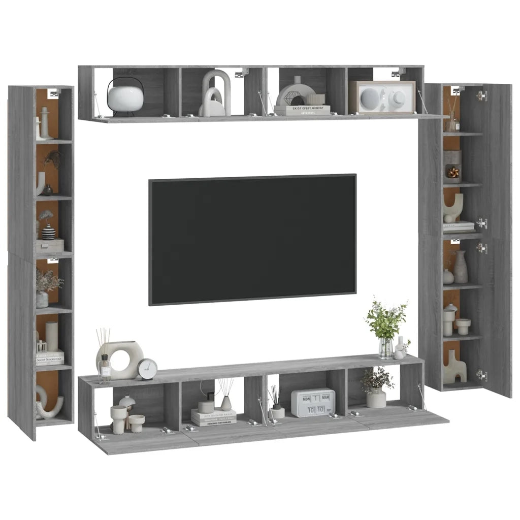Set Mobili Porta TV 8pz Grigio Sonoma in Legno Multistrato 3114300