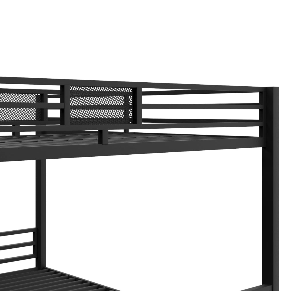 Letto a castello a L in metallo 90x200/140x200; nero