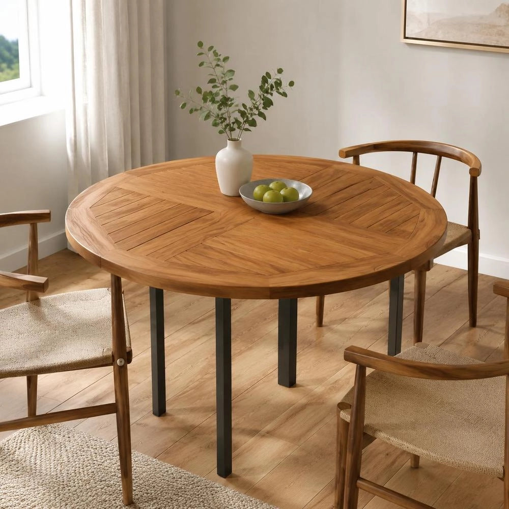 Tabletop Solid Teak Wood, Round, 2.5 Cm Thick, 80 Cm Diameter