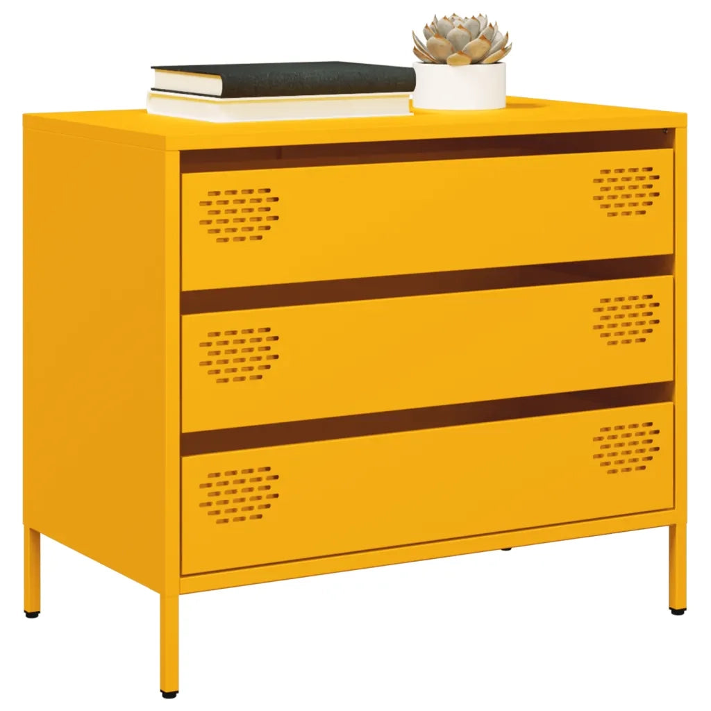 Credenza Giallo Senape 68x39x58,5 cm Acciaio Laminato a Freddo 851295