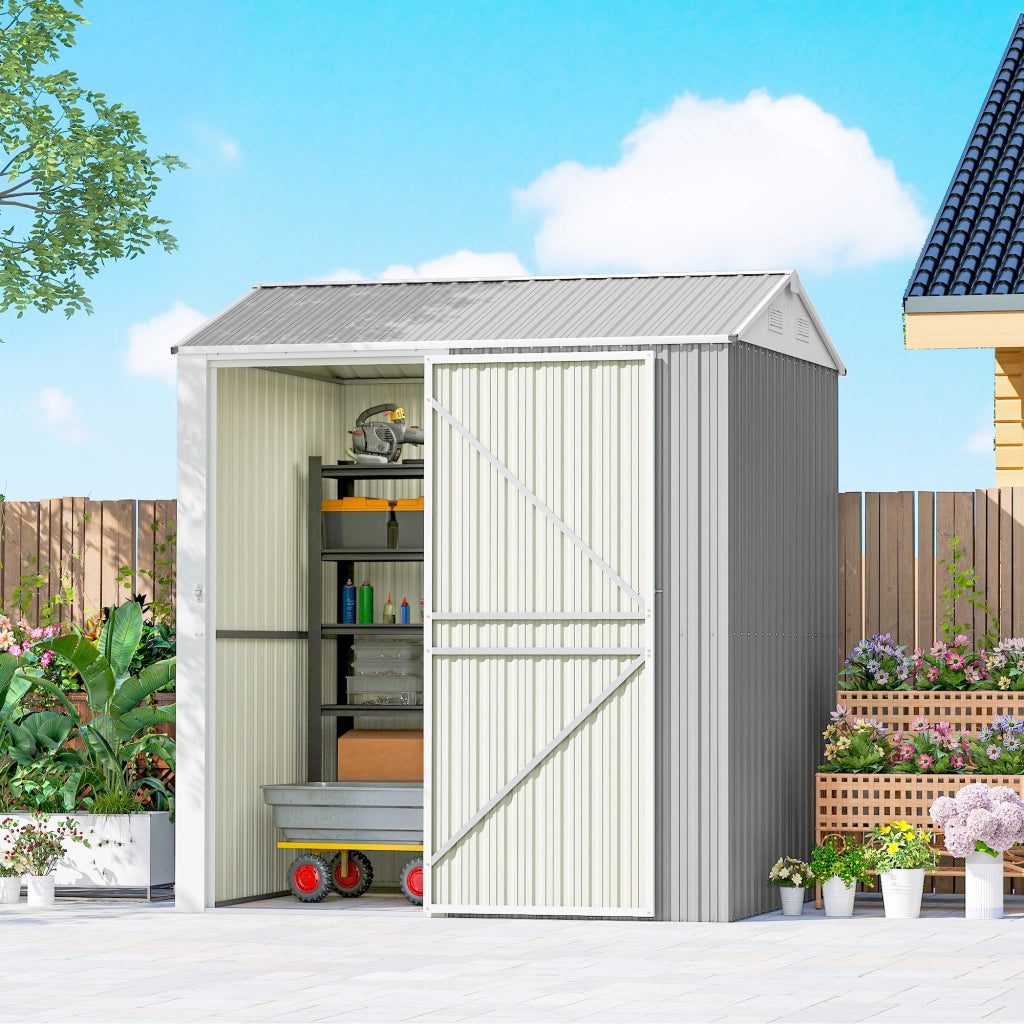 Casetta da Giardino in Acciaio ¨C Xylo ¨C 3.51m2 209x177x236cm Argento con Porta Bloccabile