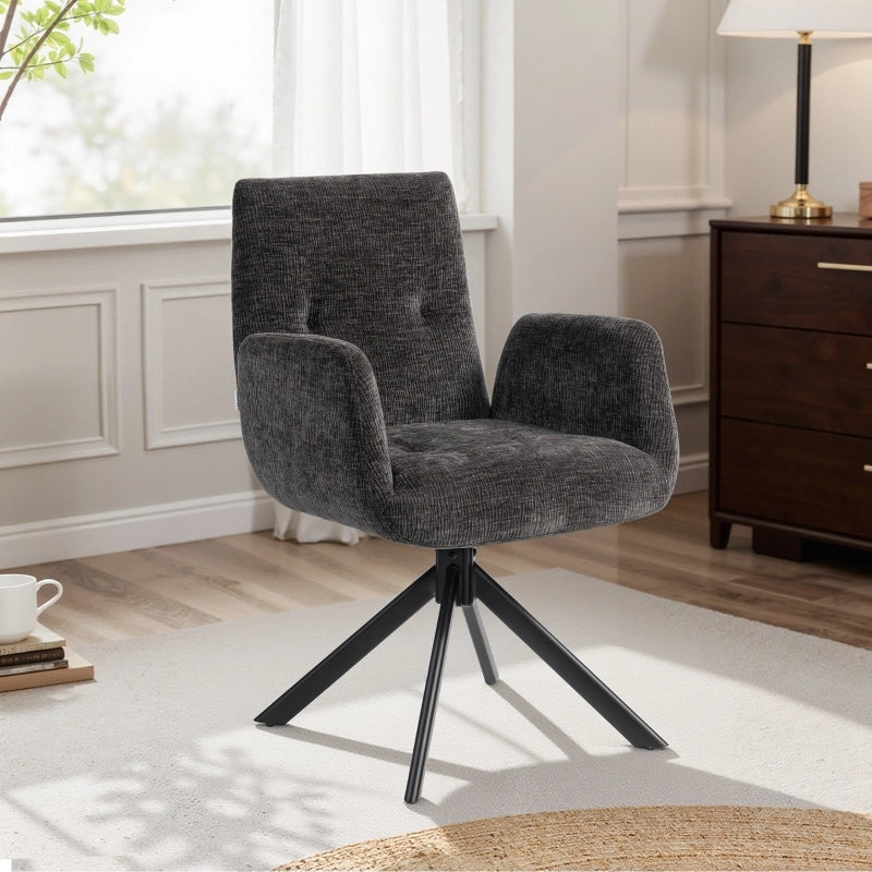 POLTRONA Girevole 60x61x88 cm Nero in Poliestere
