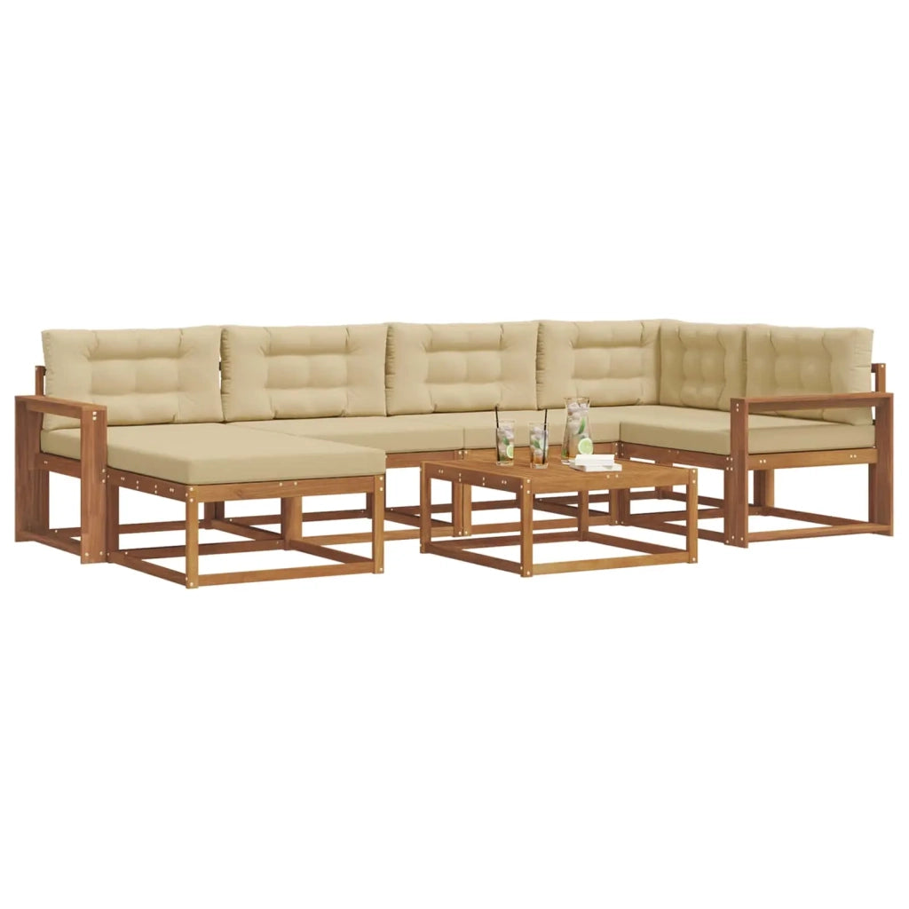 Set di divani da esterno con cuscino 7 pcs Naturale e Beige