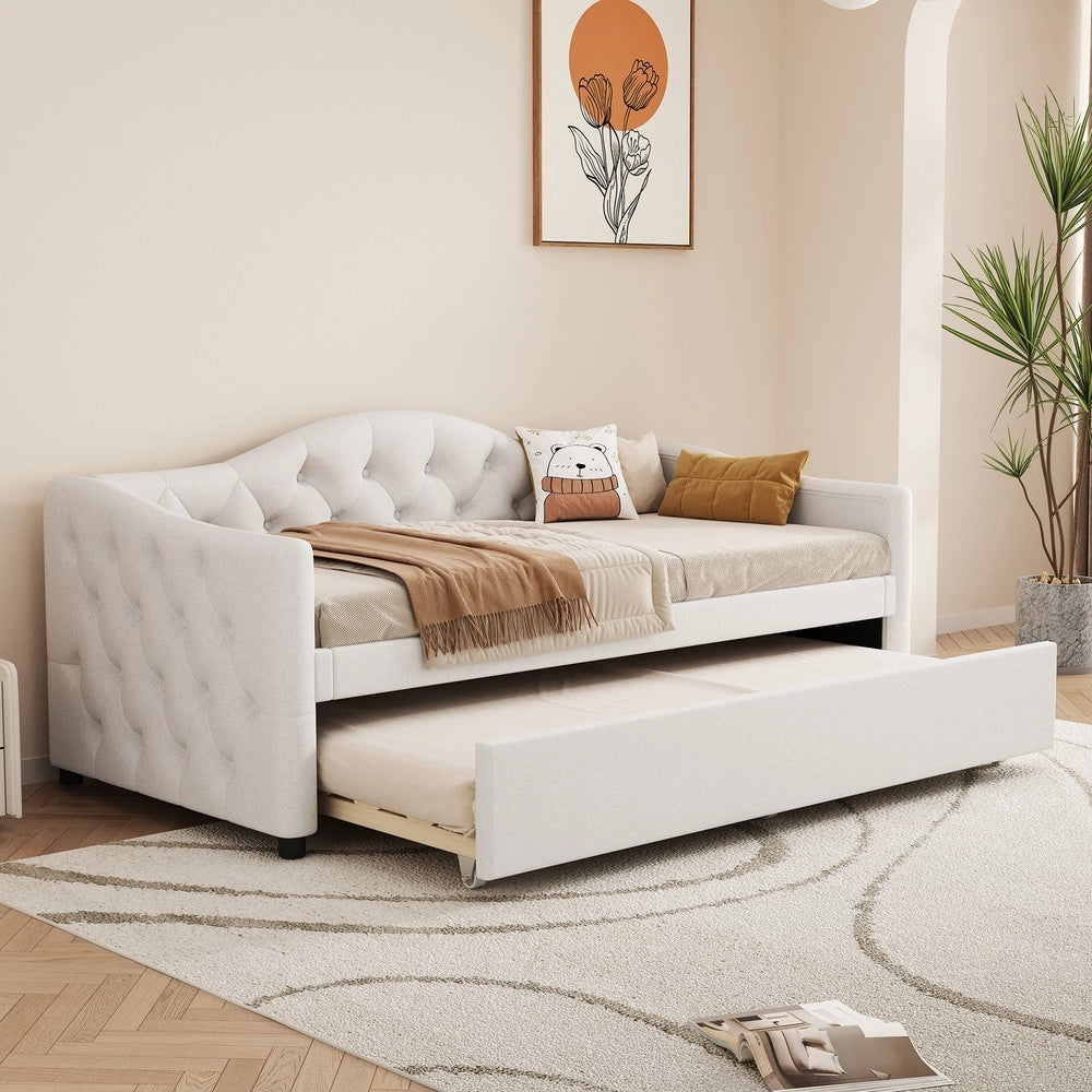 Letto singolo estraibile tessuto ¨C Minimal ¨C beige 90x200cm