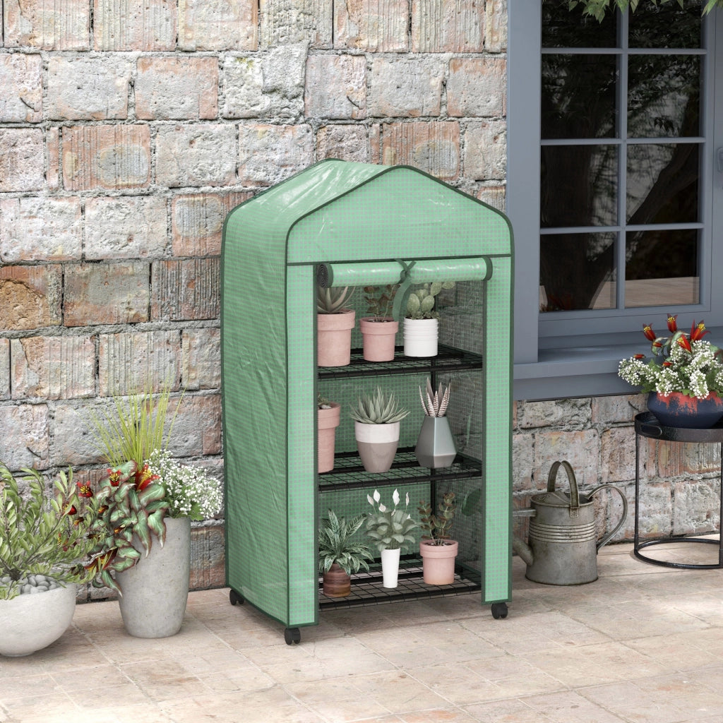 Serra da giardino con 3 ripiani ¨C zephmum ¨C verde 69x49x130 cm