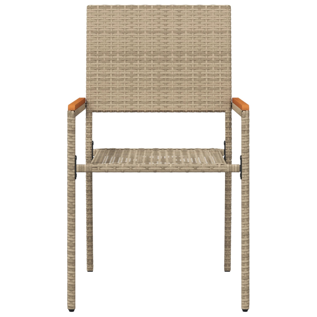 Sedia da Giardino Impilabile con Cuscini 2 pz Beige in Poli Rattan