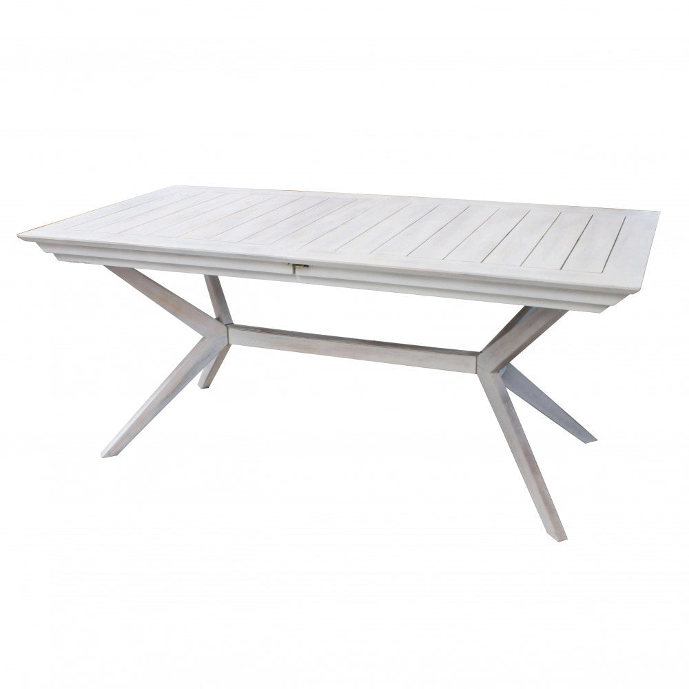 Tavolo Bali 150/200x90x75 h cm in Legno di Acacia Bianco