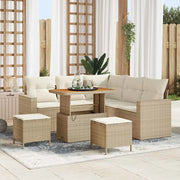 Set Divano da Giardino 9 pcs Beige e Crema polyrattan