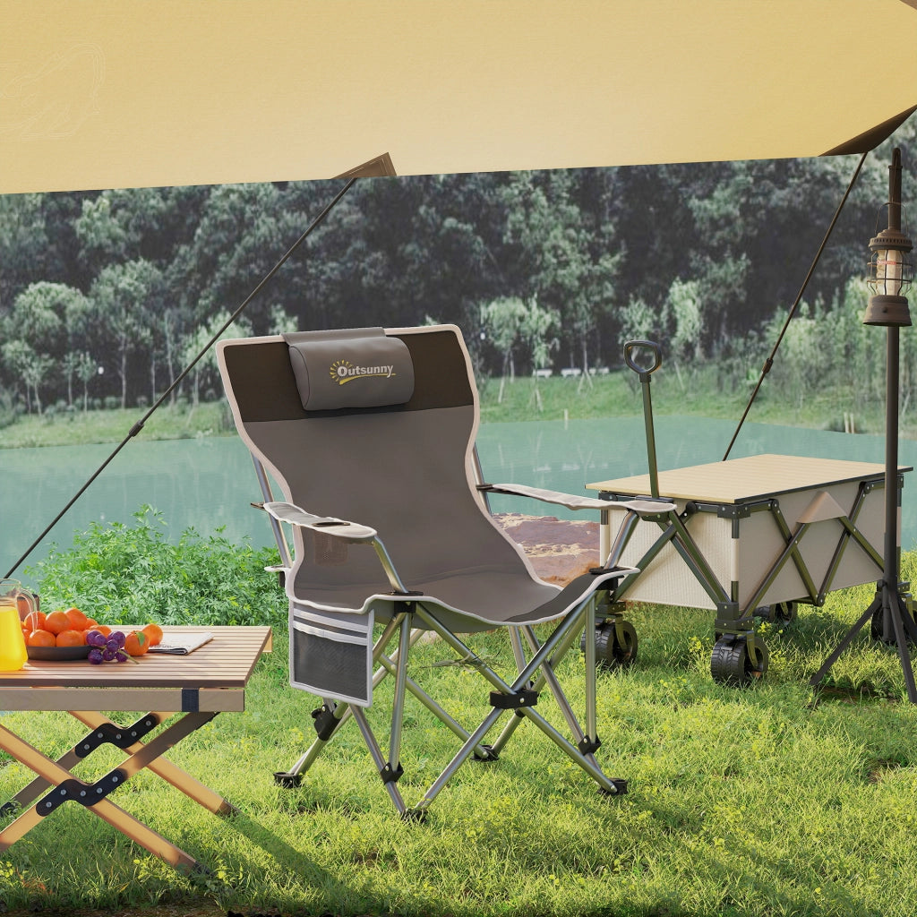 Sedia da Campeggio Pieghevole ¨C zephmum ¨C Grigio, Polipropilene, 82x100x88 cm